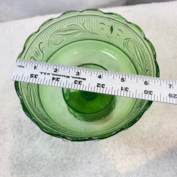 EO Brody M6000 Emerald Green Glass Vintage Compote Pedestal Candy Dish Cleveland - Picture 5 of 15